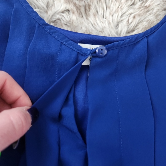 Sweet Storm Half Sleeve Keyhole Back Knee Length Dress Cobalt Blue Size Medium - Picture 6 of 11